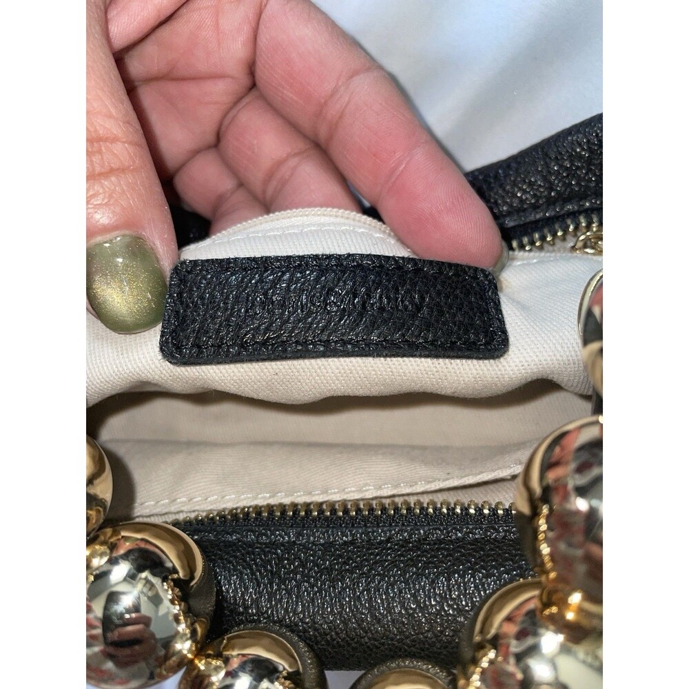 Doris & Jacky Small Top Gold Handle Clutch Purse Pebbled Leather Black - Picture 6 of 9